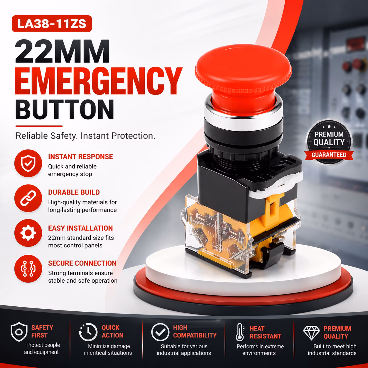 LA38-11ZS 22mm Emergency Stop Switch Button