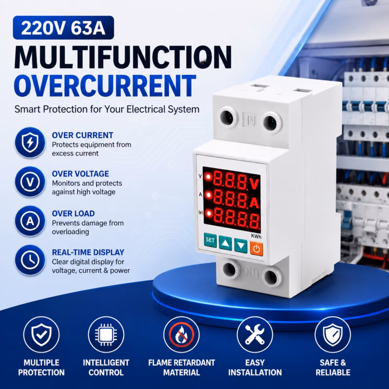 220V 63A Multifunction Over Current Under Voltage