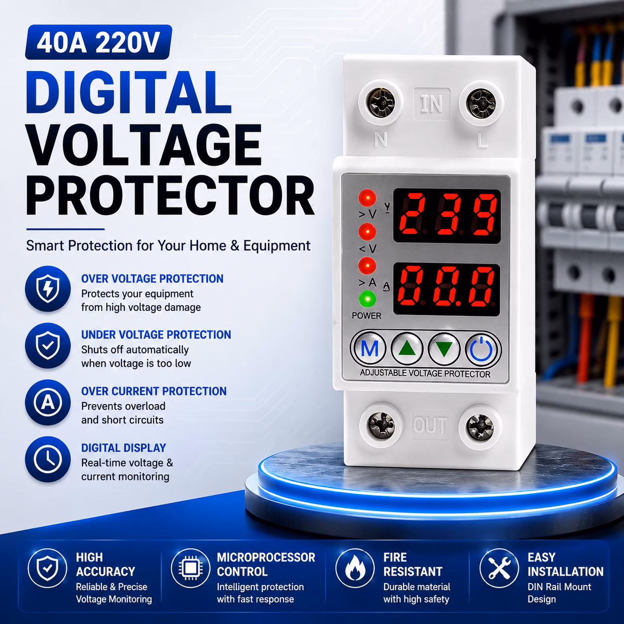 40A 220V Digital Self-Restoring Overcurrent