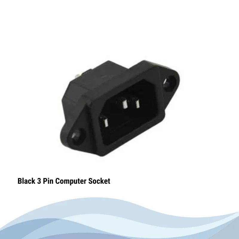 Black 3 Pin Computer Socket