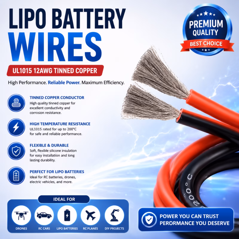 Lipo Battery Wires Ul1015 12awg tinned copper (Price Per Meter)