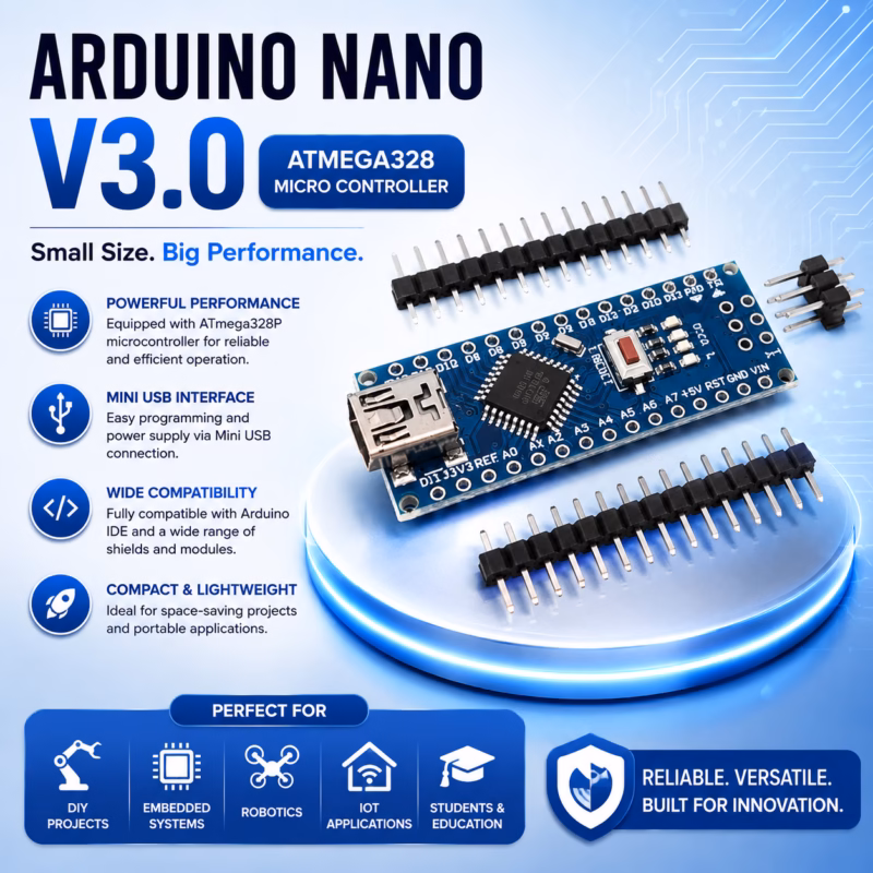Arduino Nano V3.0 ATmega328 Micro Controller (Un Soldered)