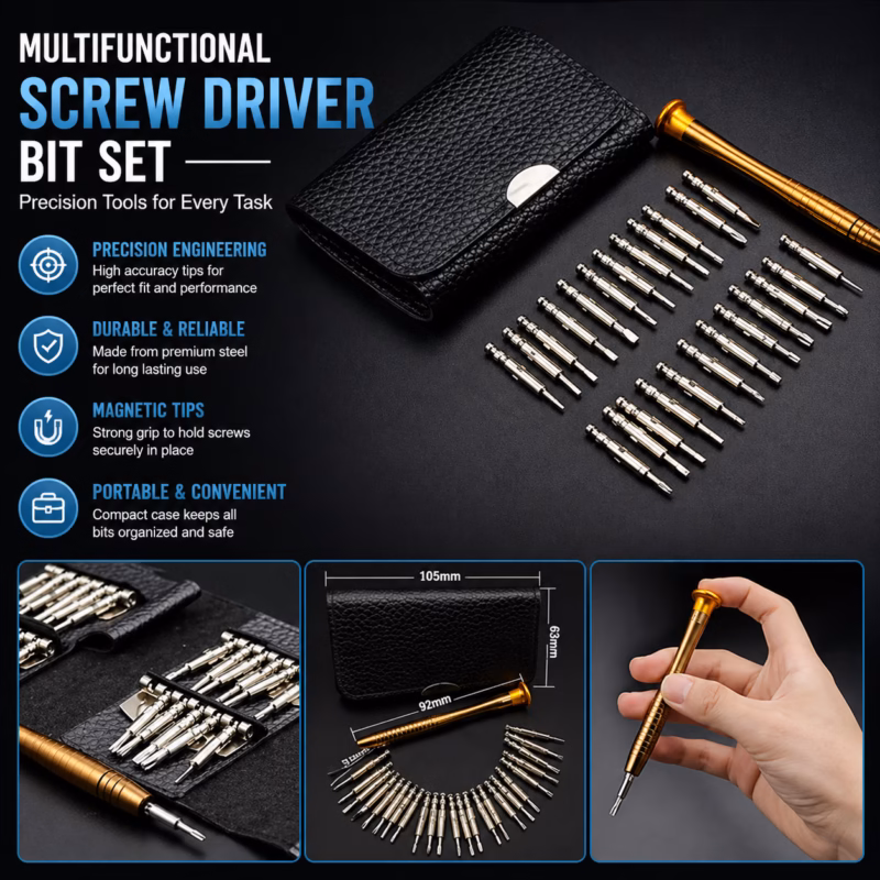 Multifunctional Screwdriver Bit Set Precision Repair Tool Kit with Magnetic Bits for Electronics, Mobile, Laptop & Home Repairs
