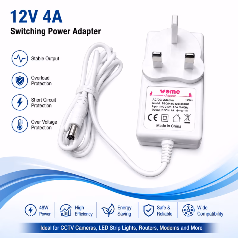 12V 4A AC DC Power Adapter