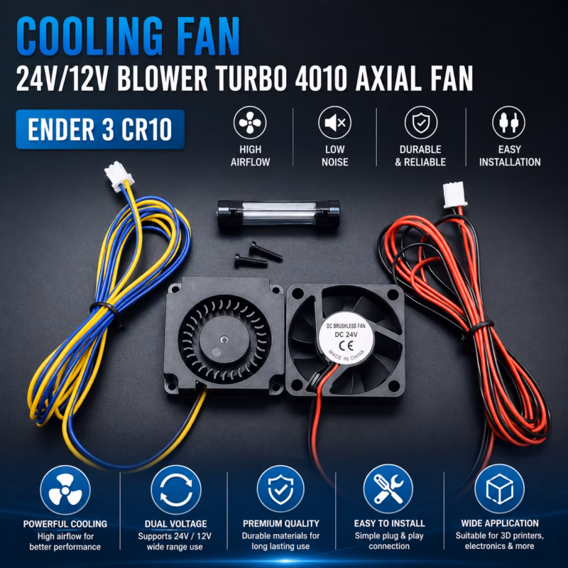 4010 Turbo Blower Cooling Fan 12V/24V | High Airflow Brushless Axial Fan for 3D Printer, Electronics & Cooling Systems