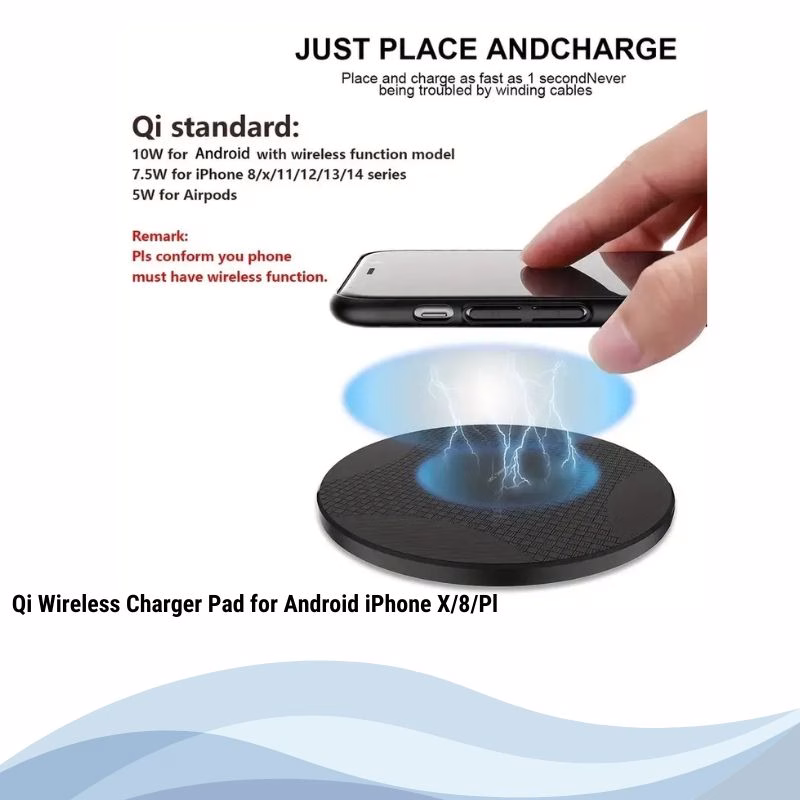Qi Wireless Charger Pad for Android iPhone X/8/Pl