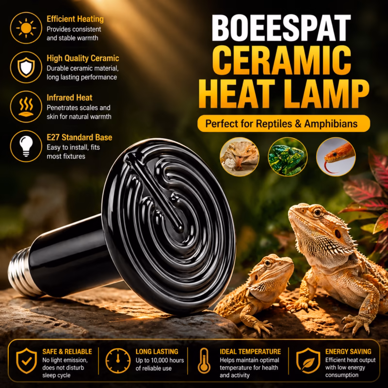 Far Infrared Ceramic Heater Emitter Lamp 25W/50W/100W/150W/200W Poultry Warmer Heat Bulb for Chickens, Reptiles & Brooders